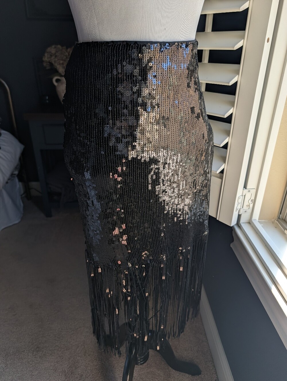 Sequin Belted Cocktail Dress - Black